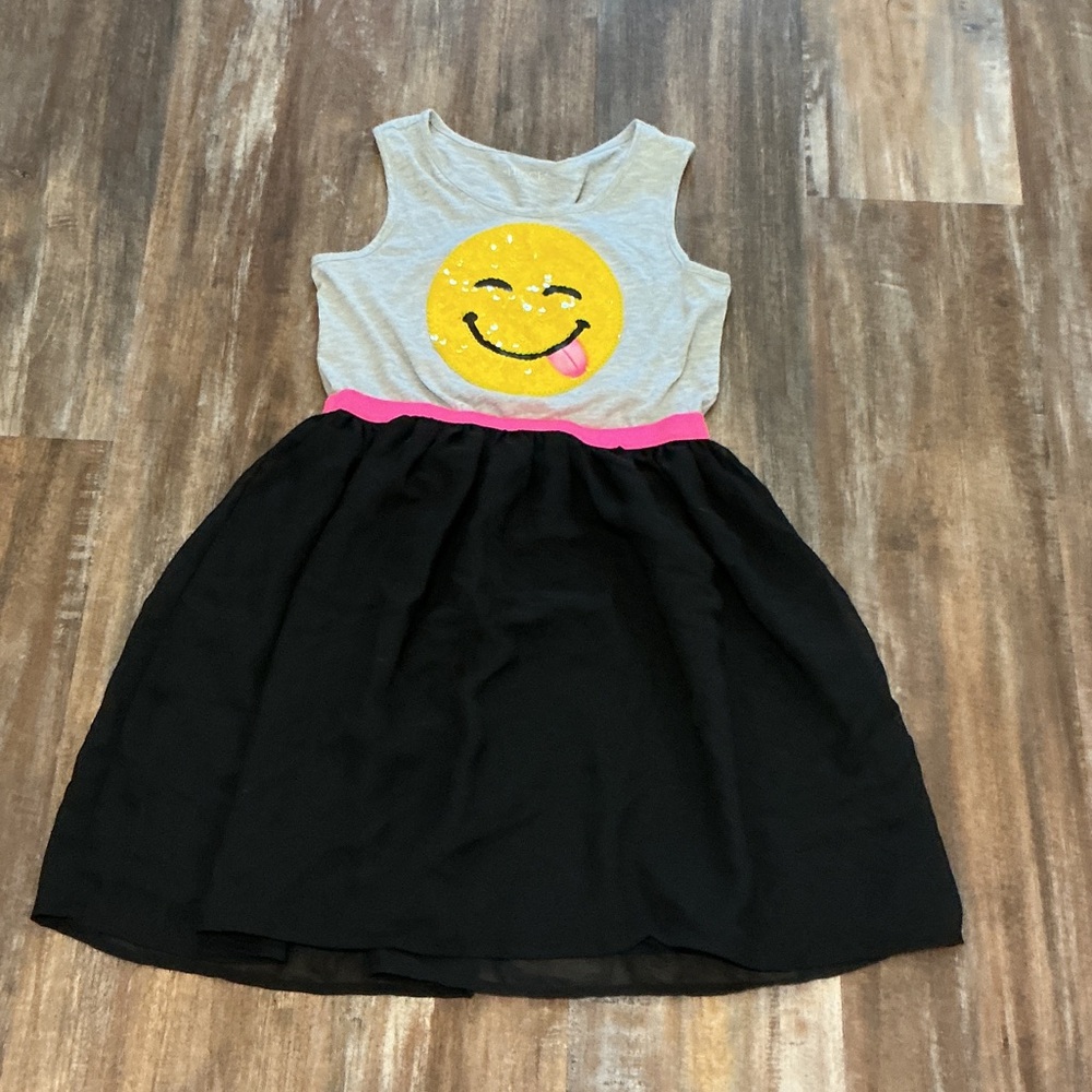 The Children's Place Gray and Black Dress with Emoji